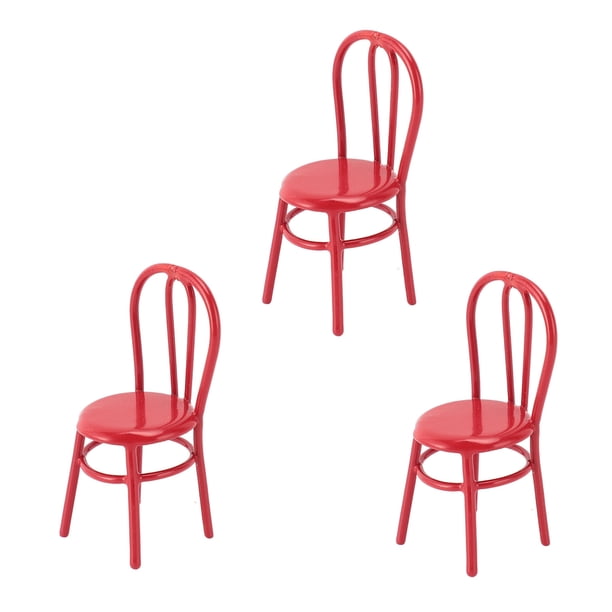3 Uds 1:12 Sillas Con Respaldo En Miniatura Para Casa De Muñecas, Modelo De Muebles De Metal Para Colocación Interior/exterior En Casas De Muñecas