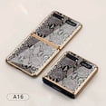 thumbnail image 4 of For Samsung Galaxy Z flip Foldable Cellphone Shell Electroplated Painted Folding Phone Case Color:A13 woven green pattern, 4 of 8