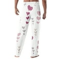 thumbnail image 4 of Men's Fashion Rose Heart Print Pajama Pants, Drawstring Elastic Waist Lounge Trousers for Valentine's Day Gift and Home,Watermelon Red,XL, 4 of 5