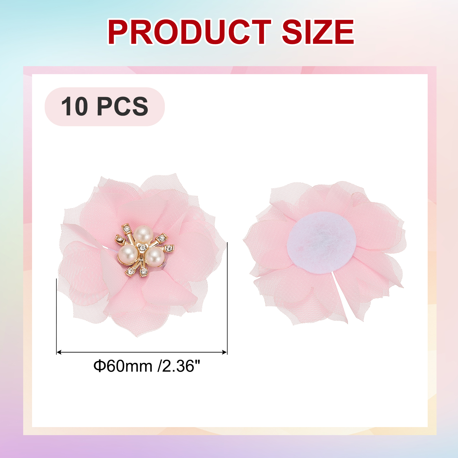Unique Bargains Chiffon Flower Appliques for DIY Craft Clothing Wedding Pink