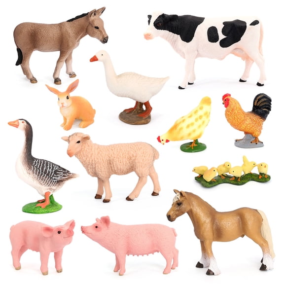 Farm Animal Figures 12PCS Large Farm Animals Toys Figurines Decoration Christmas Birthday Gift