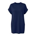 thumbnail image 3 of Bosfbaoi T Shirt Dresses for Women Crew Neck Rolled Short Sleeve Loose Casual Tunic Dress with Side Pockets, 3 of 9