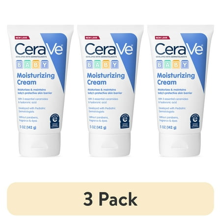 (3 pack) CeraVe Baby Moisturizing Cream Gentle Hydrating Moisturizer for Baby and Toddler 5 oz