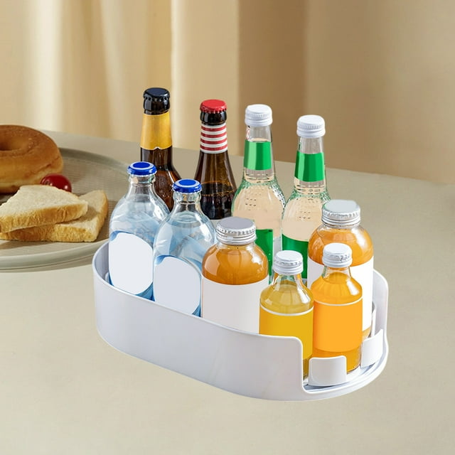 360-Degree Rotating Refrigerator Storage Tray with Non-Slip Base, Removable Organizer Rack for Kitchen and Pantry Organization