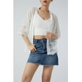 thumbnail image 2 of Genuiskids Womens Short Shrug Open Front Short Sleeve Sheer Cardigan Lace Patchwork Sheer Bolero Cover Up Cropped mesh Cardigans, 2 of 9