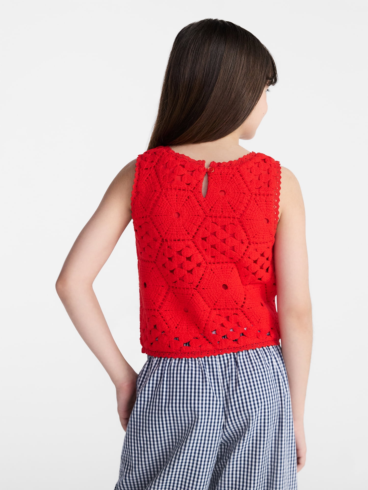 Weekend Academy Girls Crochet Sweater Tank, Sizes 4-18