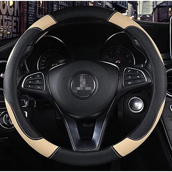 Istn Men's Sport Style Contrast Color Non-slip Sweat Good Breathable PU Leatherette 15 inch Car Steering Wheel Cover