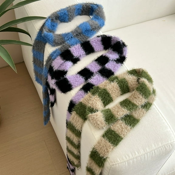 Women Long Scarf Color Block Striped Print Thin Long Scarf Cold Weather Scarf Neck Wrap Fashion Accessory