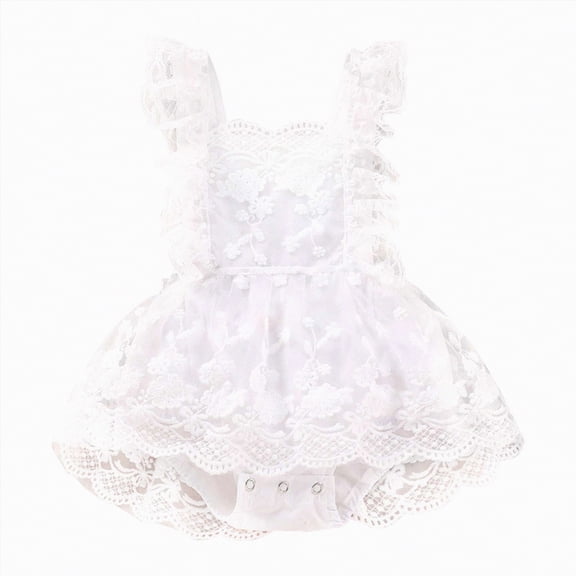 Hessimy Baby Girl Solid Color Romper Infant Ruffle Sleeve Bodysuit One Piece Outfit Toddler Jumpsuit clothes(White