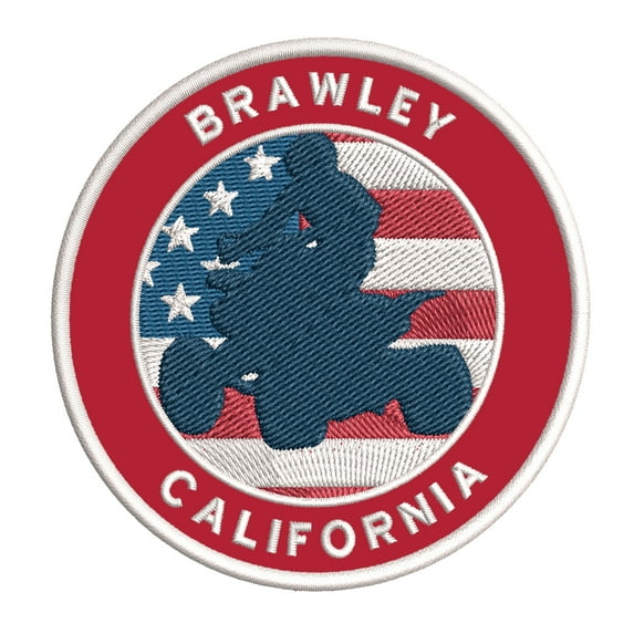 Brawley, California ATV / OHV American Flag 3.5 Inch Iron Or Sew On Embroidered Fabric Badge Patch Extreme Sports Iconic Series