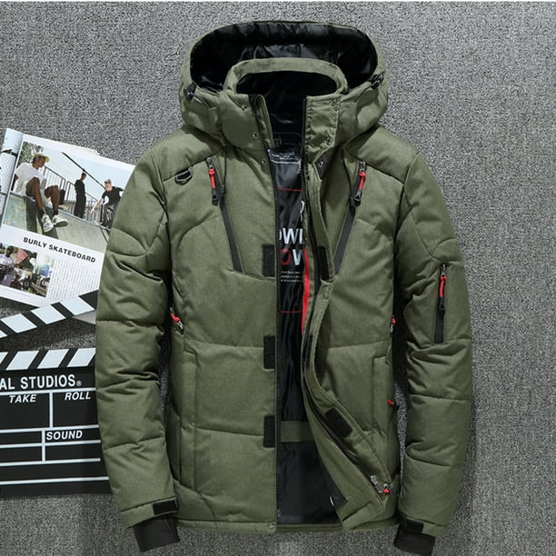 Jumpingount Chaqueta de plumon de pato para hombre para maxima calidez y estilo Chaquetas acolchadas gruesas con capucha calidas Abrigos y chamarras negro l Walmart en linea