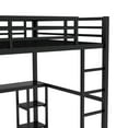 thumbnail image 7 of YIYADO Queen Size Loft Bed Frame with Desk, Wardrobe, and Storage Shelves, Metal Space-Saving Loft Bed, Black, 7 of 7