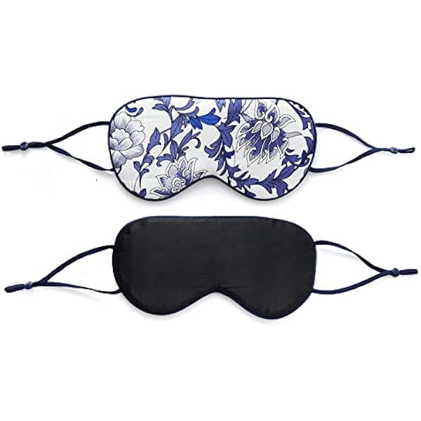 wonima11 Sleep Mask for Women Men, Mulberry Silk Eye mask for Sleeping, Unique Adjustable Ear-Hanging Strap, Large Size