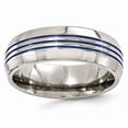 thumbnail image 2 of Edward Mirell Titanium with Blue Anodized Triple Groove Domed 8mm Band EMR100, 2 of 7