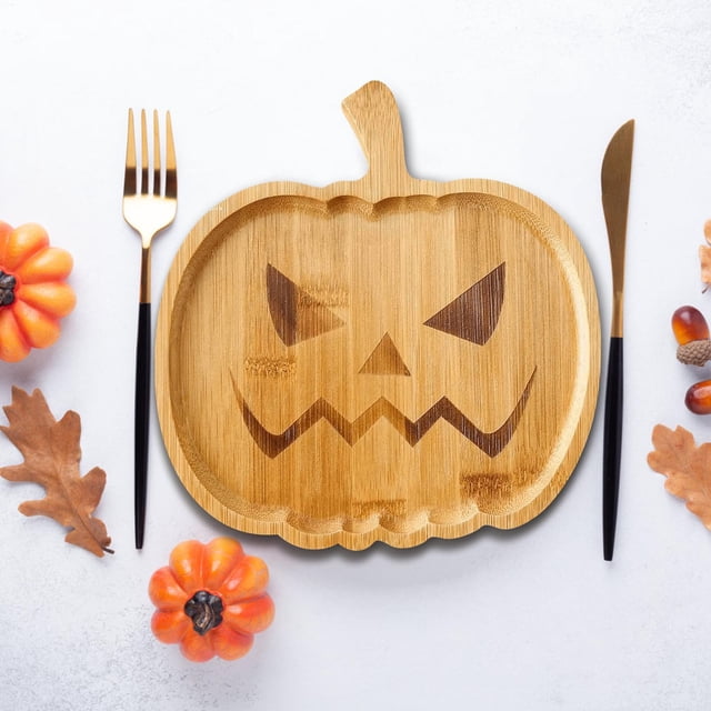 LSLJS Halloween Wooden Pumpkin Ghost Tray Dining Home Kitchen Package, Kitchen Utensils & Gadgets