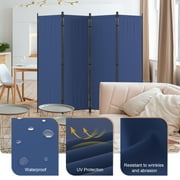 Room Divider 4 Panel Folding Privacy Screens 88 Portable Room Partition for Room Separator Freestanding Wall Divider for Office Bedroom Classroom Hospital, Blue