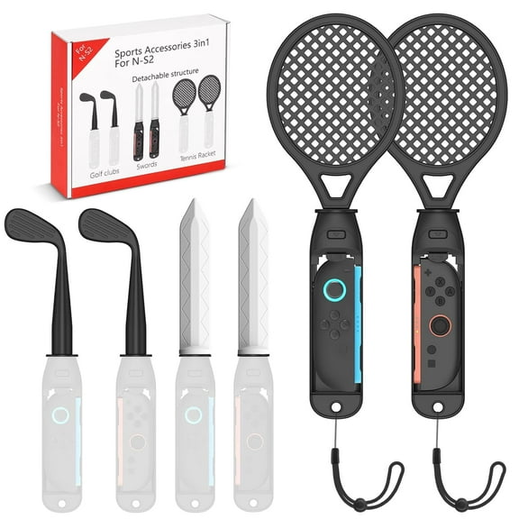 Sports Games Accessories Bundle for Switch 2(2025), 6 in 1 Family Friend Party Detachable Pack Kit for NS2 with Handle Grip,Tennis Rackets,Golf Clubs, Swords