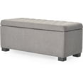 thumbnail image 5 of Adore Decor Arlo Wood and Tufted Linen Storage Bench in Gray, 5 of 9