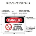 thumbnail image 2 of (2 Pack) Flammable Material No Smoking Within 20 Feet OSHA Danger Sign 18 Inch X 12 Inch Indoor / Outdoor Rust-Free Aluminum Metal Signs for Workplace, Workshop, and Construction Site,, 2 of 8