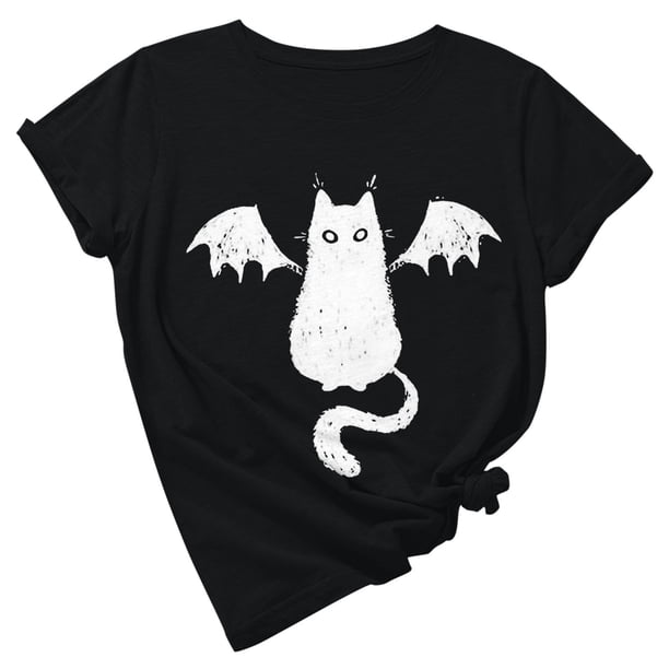 Camiseta de manga corta con estampado de animales y cuello redondo suelto a la moda de verano para mujer Pompotops hfajkhk134333