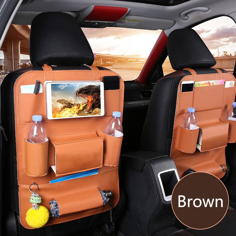 Kick Mats Back Seat Protector Car Seat Organizer Backseat Car Organizer 2 Pack XL Premium with Tablet Holder 12,Garbage Can,Tissue Holder by Brightosaur Car Seat Protector Kids Back Seat Organizer 