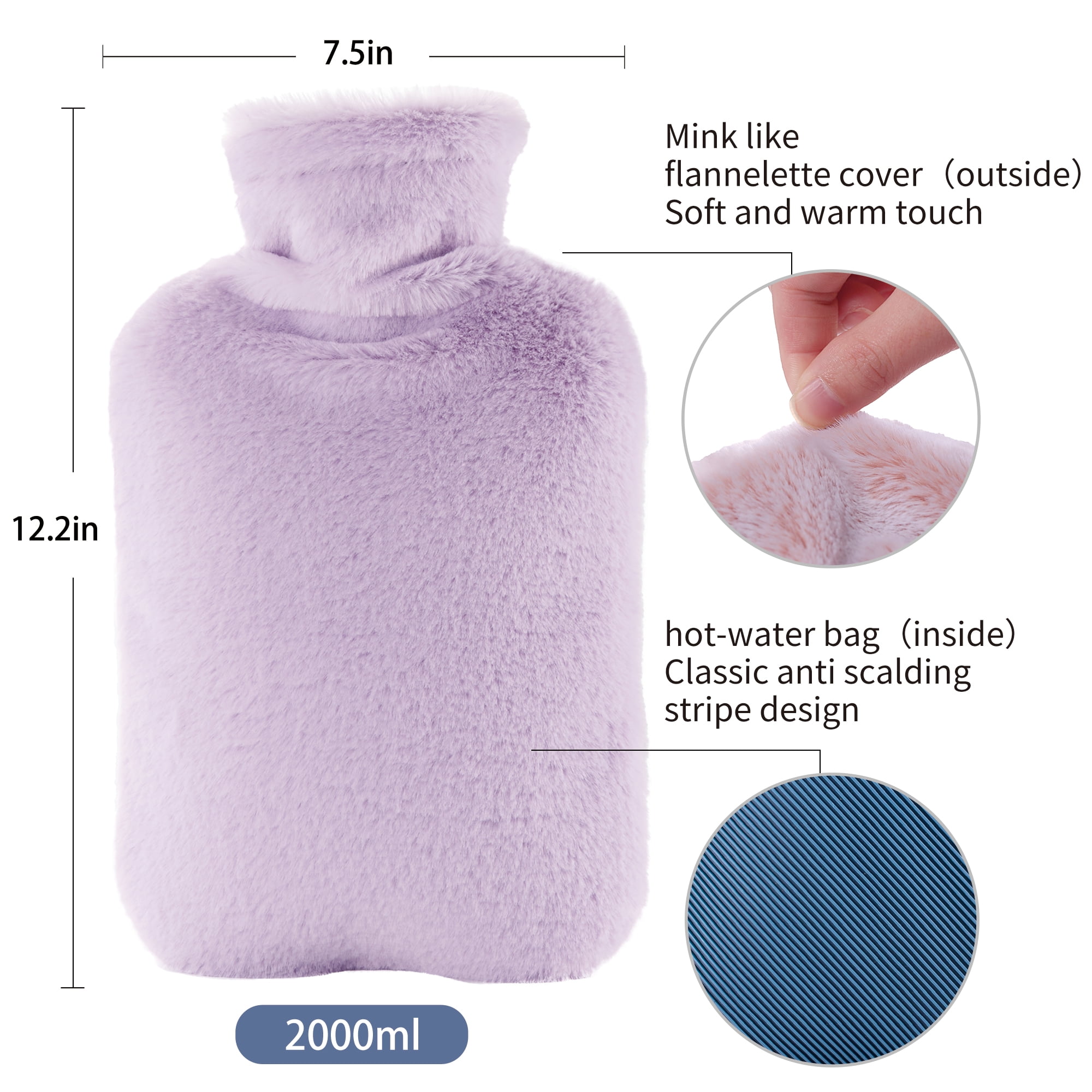 Healifty Hot Water Bottle 1pc Plush Hot Water Pouch Microwave s Winter Kids  s Rubber Cold Bottle Warm Water Bottle with Cover Child Portable Purple