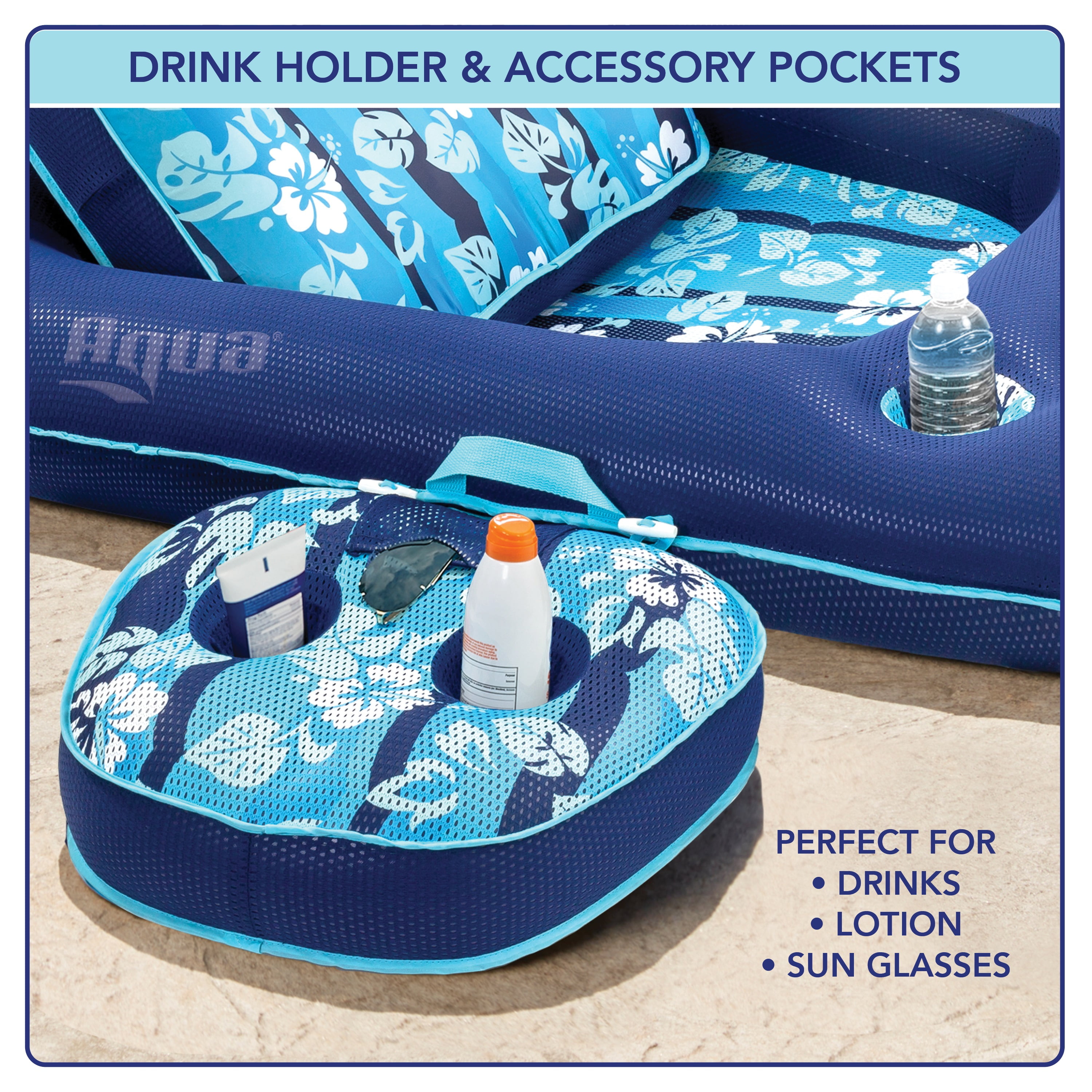 Aqua 2 in 1 Adult Recliner Tanner Pool Float Blue Walmart