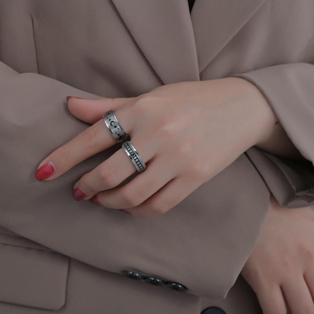 Women Fashion Vintage Moonstone Rings Flower Leaf Finger Ring Lover Gift