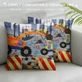 thumbnail image 3 of KIDS Construction Twin/Full Size Bed Comforter for Young Boys with Dump Trucks and Bulldozers; Toddler Boy Bedding for Building Decor; All Season Orange, Yellow and Blue Comforter, 3 of 5
