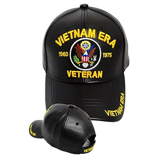 Buy Caps and Hats Vietnam ERA Veteran Cap Black LEATHER Hat Army Navy
