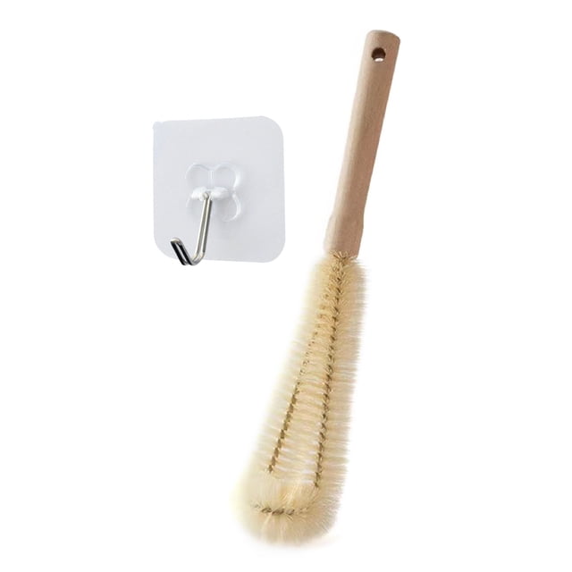 Cepillo de botella 1PC Limpiador de cepillos de botellas Mango de madera largo Cepillo de limpieza de botellas de agua Sin áreas muertas para tazas Botellas de vacío Hervidores Jarrones Botellas depor Romacci Cepillo de botella