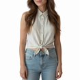 thumbnail image 2 of Womens Sleeveless Button Down Shirt Basic Solid Casual Tank Tops for Work Classic Collared Blouses M, 2 of 7