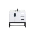 thumbnail image 3 of Elegant Decor Eugene 36" MDF Single Bathroom Vanity with Backsplash in White, 3 of 8