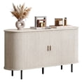thumbnail image 2 of ROGALIS 55" Sliding Tambour Door Buffet Cabinet, Sideboard with Adjustable Shelves for Kitchen Living Room Hallway Entryway, Natural White, 2 of 6