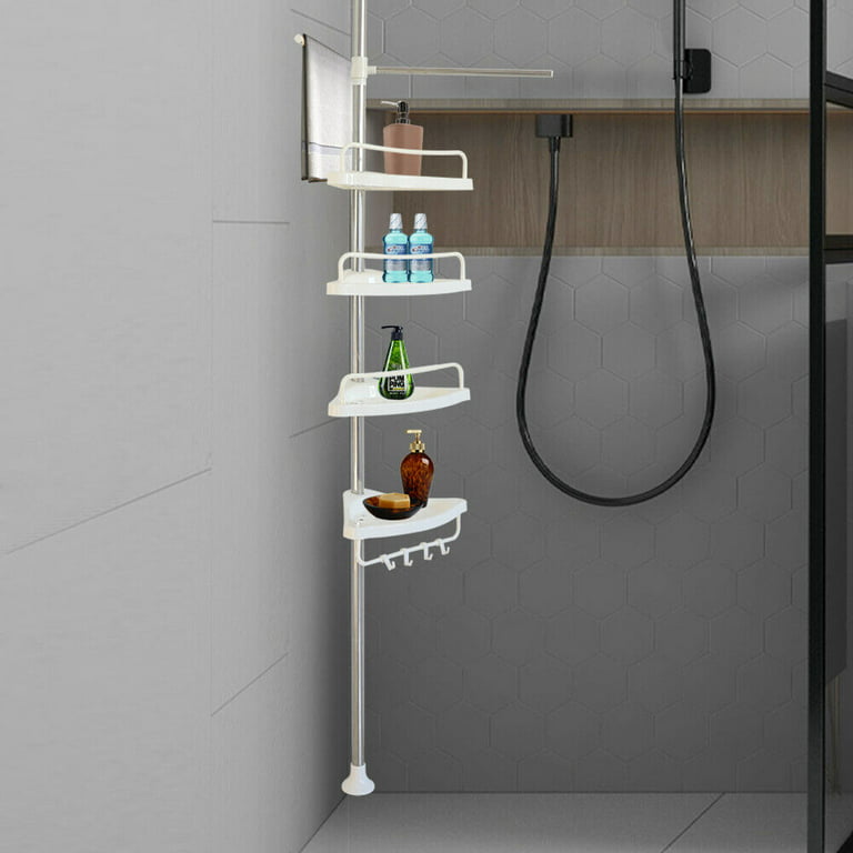 Lilyvane 4 Tiers Over The Toilet Storage, 97 to116” Adjustable Tension Pole  Over Toilet Bathroom Organizer, Freestanding Bathroom Shelves Over Toilet