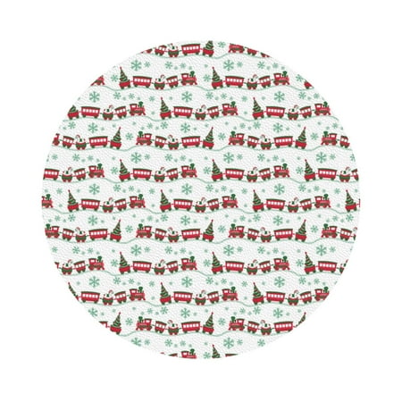 

Matuu Christmas Train for Cup Coasters Set of 6 Leather Coasters Desk Coasters for Office Measures 4” x 4” Round Shape