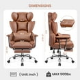 thumbnail image 3 of ATHOPE Executive Leather Office Chair 500lbs, Big and Tall Desk Chair with Footrest, High Back Ergonomic Reclining Computer Chair, High-Density Foam, Heavy Duty Swivel Rolling Chair, Brown, 3 of 9