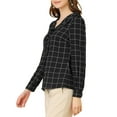 thumbnail image 4 of Allegra K Women's Cute Collar Plaid Blouse Long Sleeve Button-Down Shirts, 4 of 6