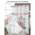 thumbnail image 6 of No Hook Shower Curtain with Snap-in Liner, Easter Bunny Roses Waterproof Fabric Bathroom Curtains, Pink Floral Spring Green Buffalo Plaid Bath Curtains & Mesh Top Window Stand Up Stall 36"x72", 6 of 9