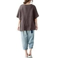 thumbnail image 6 of Fanxing 3XL Elbow Sleeve Tshirts Loose Fitting Blouses Dressy Casual Vacation Tunic Tops, 6 of 6