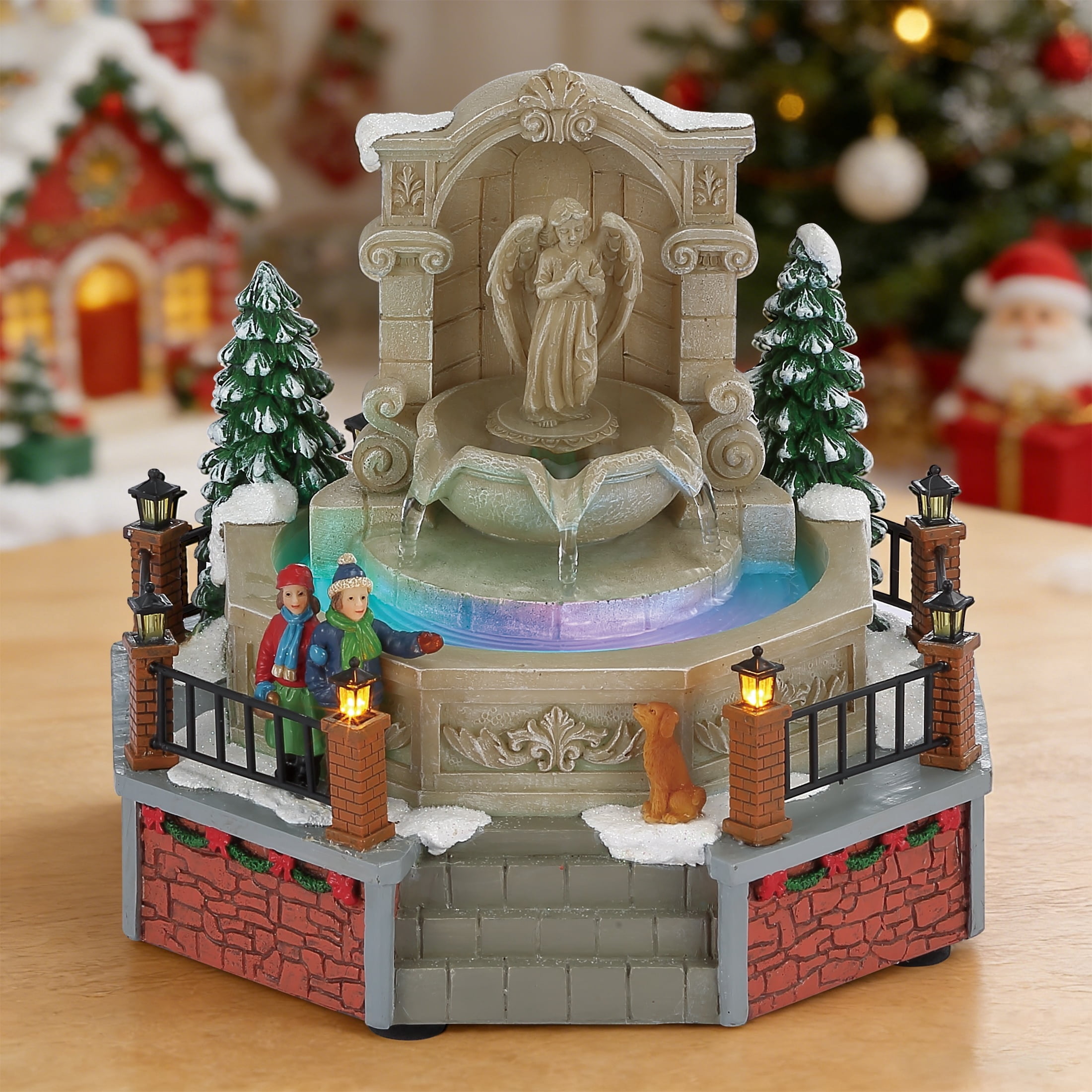Light-Up Holiday Fountain Christmas Village Decoration, Multicolor, 6.5", by Holiday Time
