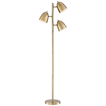 360 Lighting Mid Century Modern Floor Lamp Aged Brass 3-Light Tree Adjustable Dome