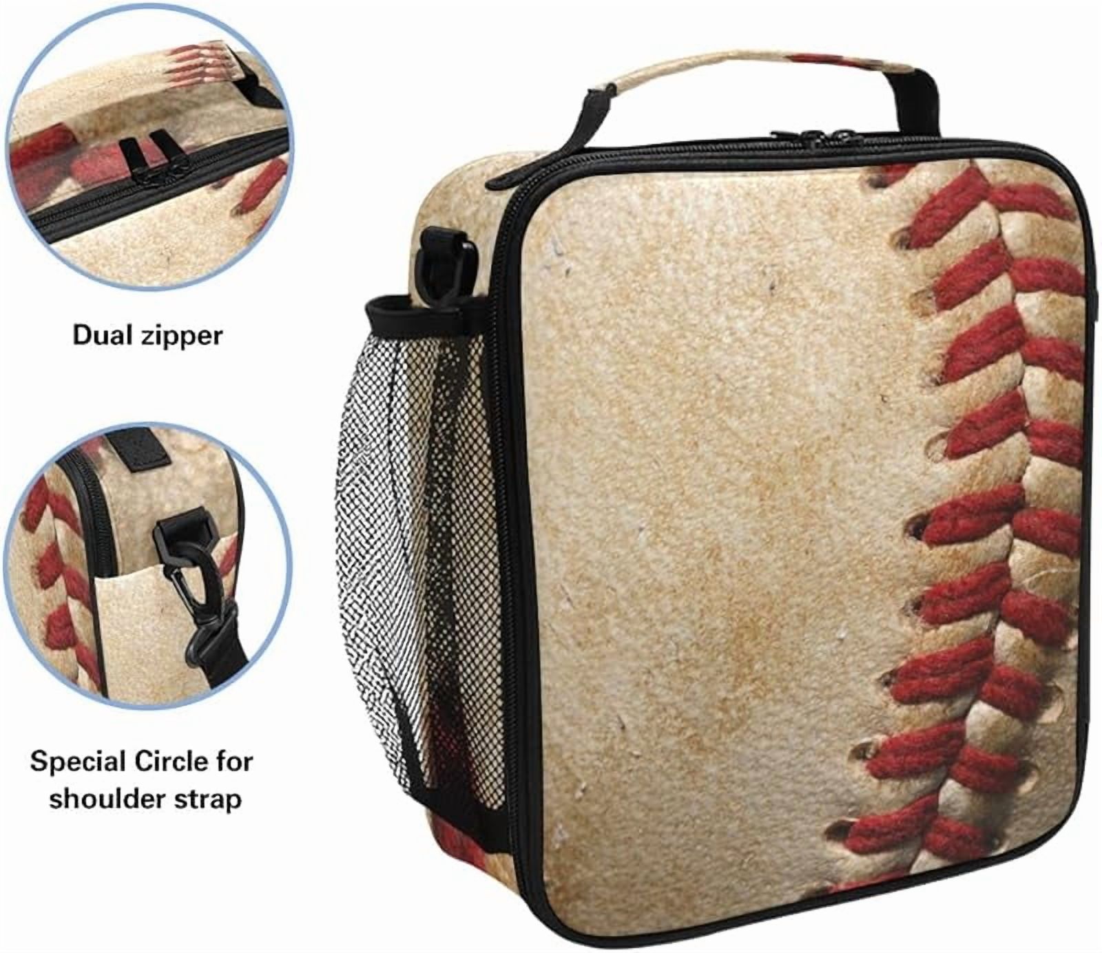 Lunch Box Bag Sport Ball Baseball Vintage Lunchbox Insulated Thermal Cooler Ice Adjustable Shoulder Strap for Women Men