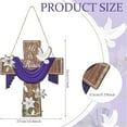 thumbnail image 3 of Easter Decorations Hanging Door Sign Wreath Religious Cross He Is Risen Flowers Lily Wooden Door Sign Welcome Seasonal Happy Easter Wreath Sign for Easter Tree, Door, Wall, Party Supplies, 3 of 4