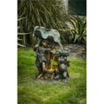 thumbnail image 2 of LuxenHome Résine Bronze Enfant et Grenouille Lys Fontaine Extérieure avec Lumière LED, 2 of 8