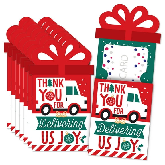 Big Dot of Happiness Christmas Delivery Drivers Appreciation - Thank You Mail Carriers Money and Gift Card Sleeves - Nifty Gifty Card Holders 8 Ct