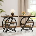 thumbnail image 5 of Fnova Side Table with Circular Metal Frame, End Table with 4-Tier Shelves for Living Room, Brown, 5 of 16