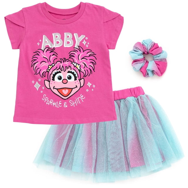 Conjunto Sesame Street Abby Cadabby para Niña 18 meses - Playera, Falda y Scrunchie