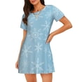 thumbnail image 1 of Disketp Snowflake Snowing para Camisón Corto de Manga Corta para Mujeres, Camisón Cómodo con Escote Redondo, Bonito y Confortable, 1 of 6