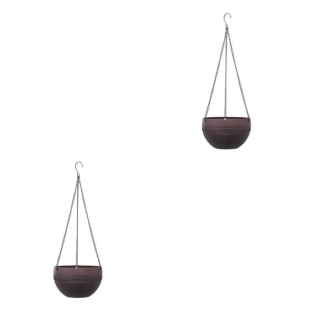 kurtrusly 2pieces Hanging Flower Pot – Easy To Maintain And Not Easy To Deform Removable Hanging Chain Plastic Hanging Flower Pots coffee 2Set
